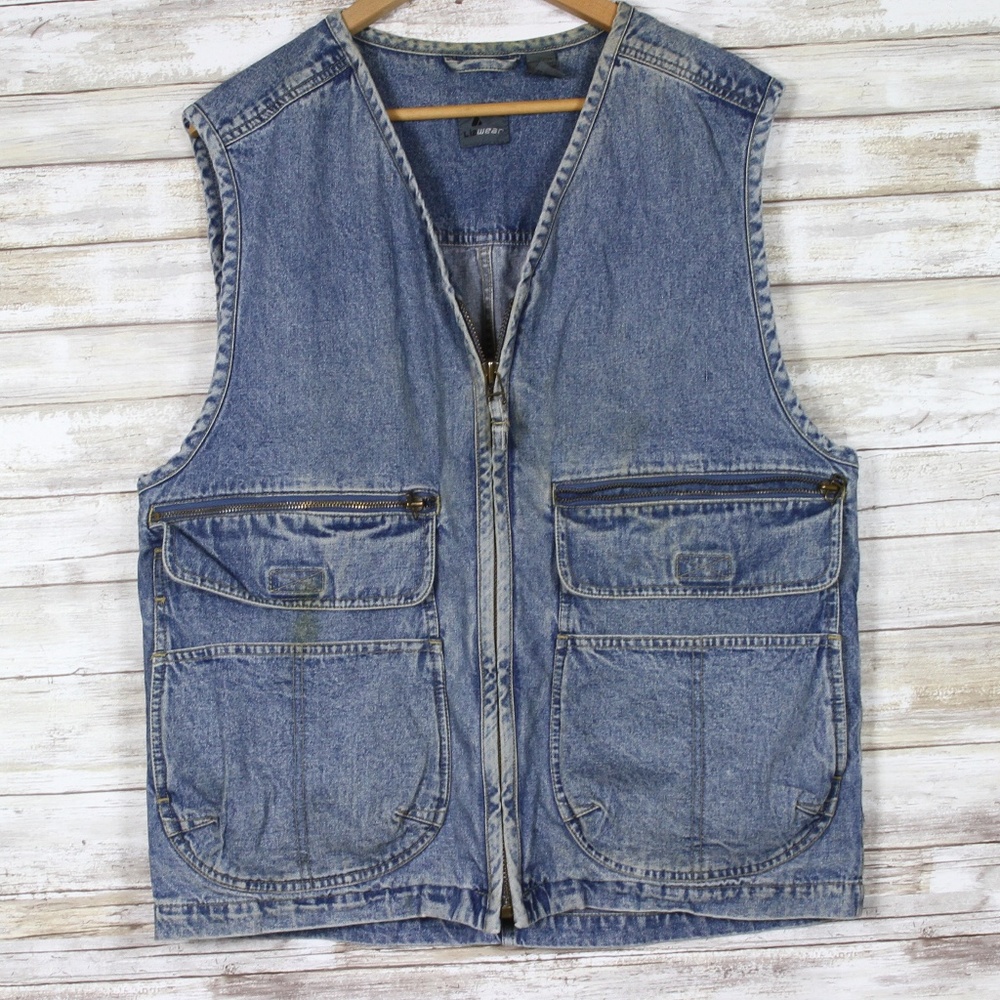 Lizwear Fishing Outdoors Jean Blue Vest sz Large